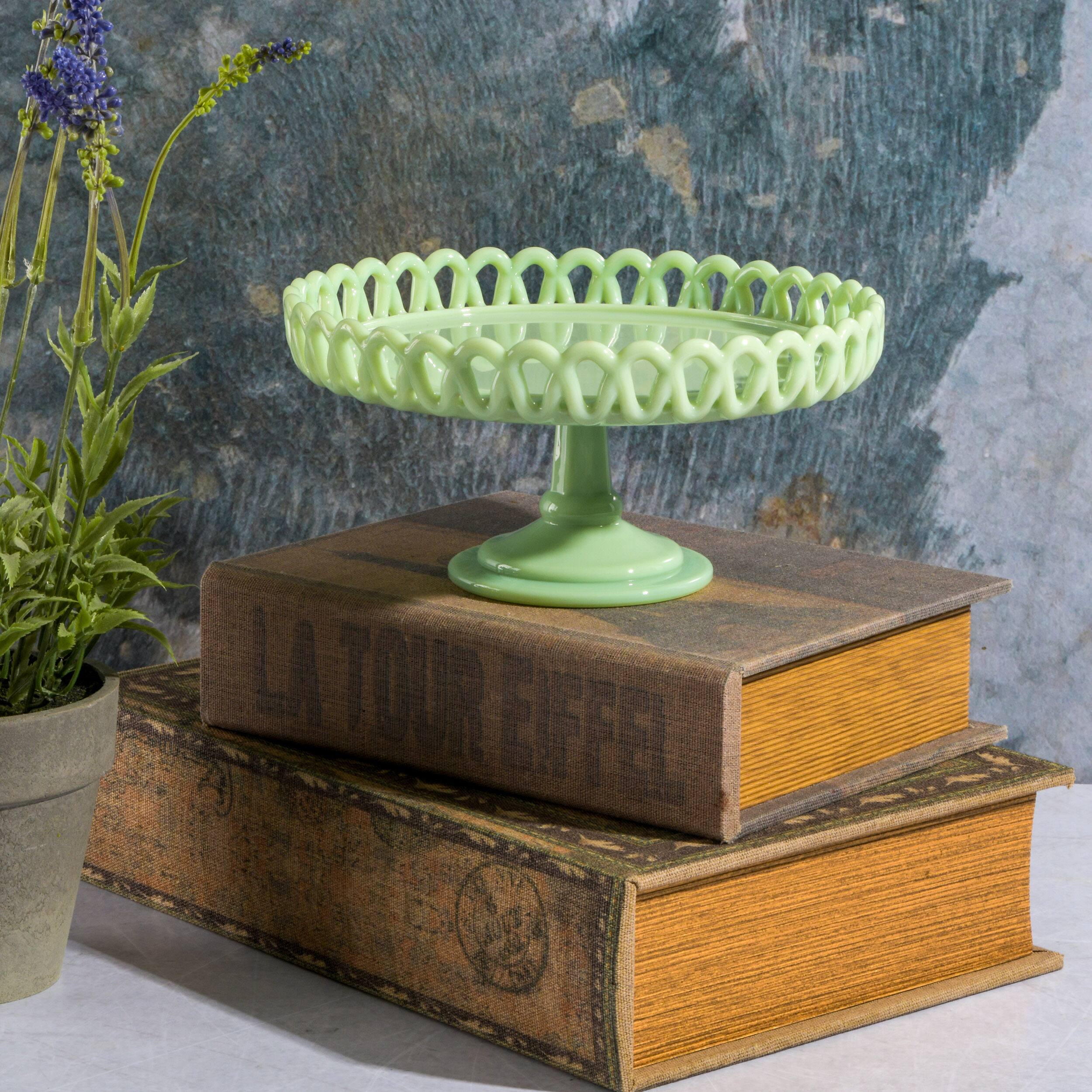 Alt View 3. Martha Stewart - Martha Stewart Highbrook Jadeite Glass Loop Cake Stand in Mint - Mint.