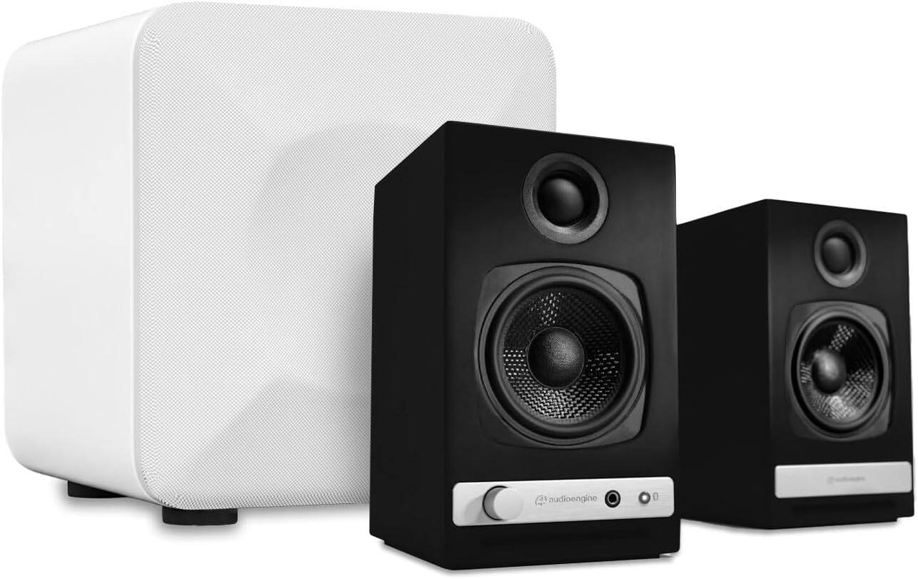 Audioengine - HD3 Next Gen Home Music System & S6 White Powered Subwoofer - Black