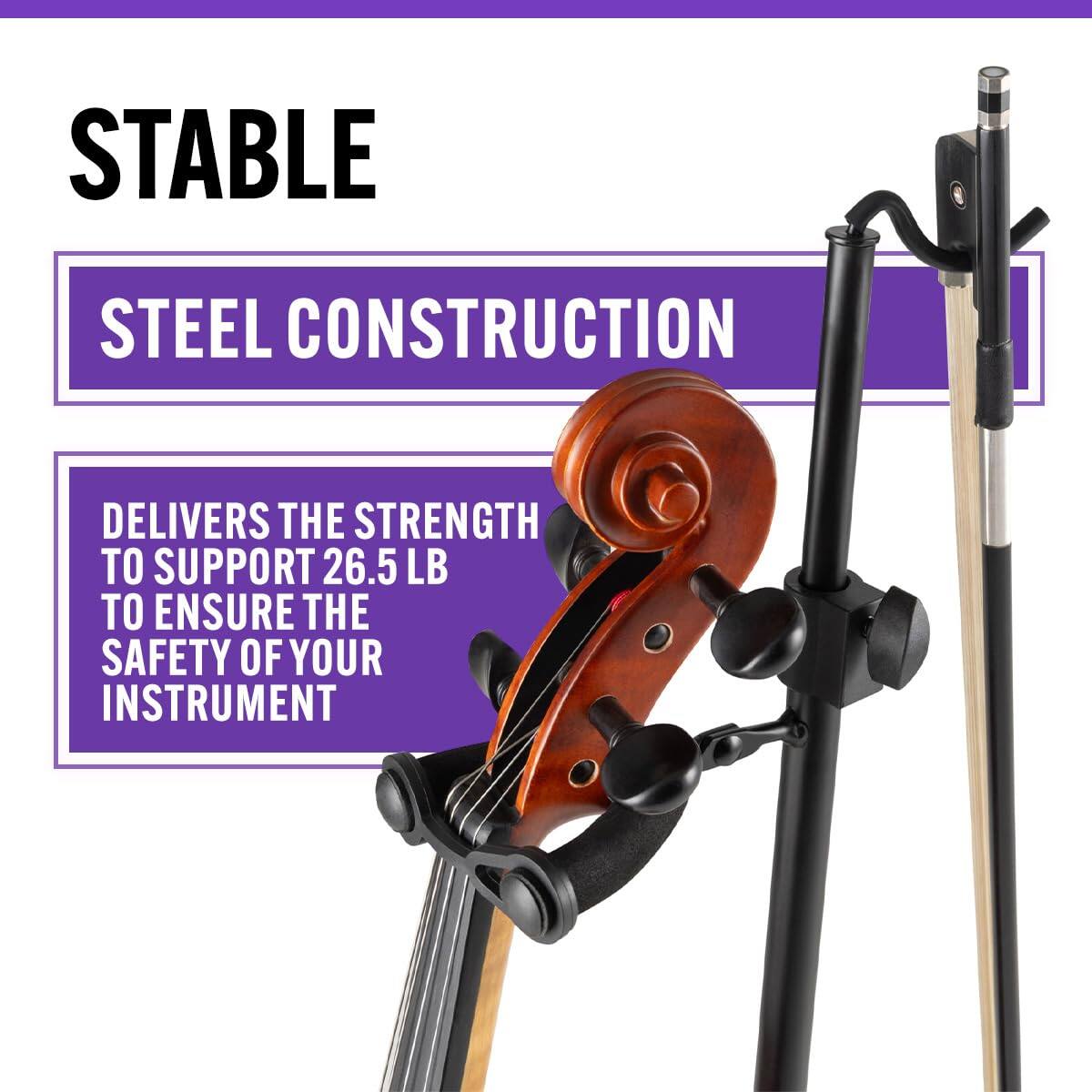 STABLE  
STEEL CONSTRUCTION  
DELIVERS THE STRENGTH TO SUPPORT 26.5 LB TO ENSURE THE SAFETY OF YOUR INSTRUMENT