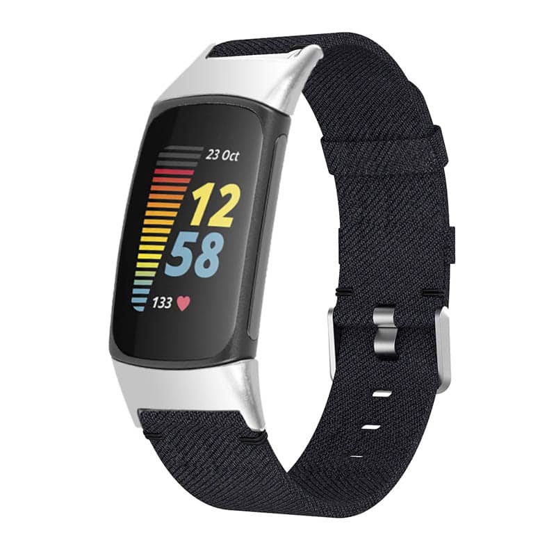 StrapsCo - Everyday Canvas Strap Nylon Watch Band For Fitbit Charge 6 - Charcoal