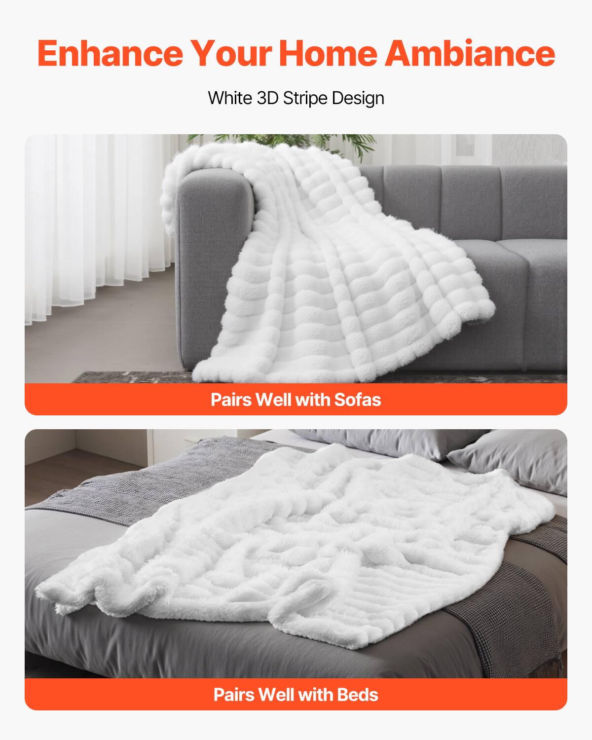 Enhance Your Home Ambiance

White 3D Stripe Design

Pairs Well with Sofas

Pairs Well with Beds