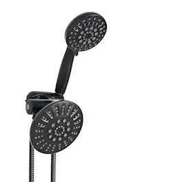 Akicon - High Pressure Handheld Dual Shower Head Combo with 6-Setting Anti-Clog Nozzles 2.5 gpm - Black