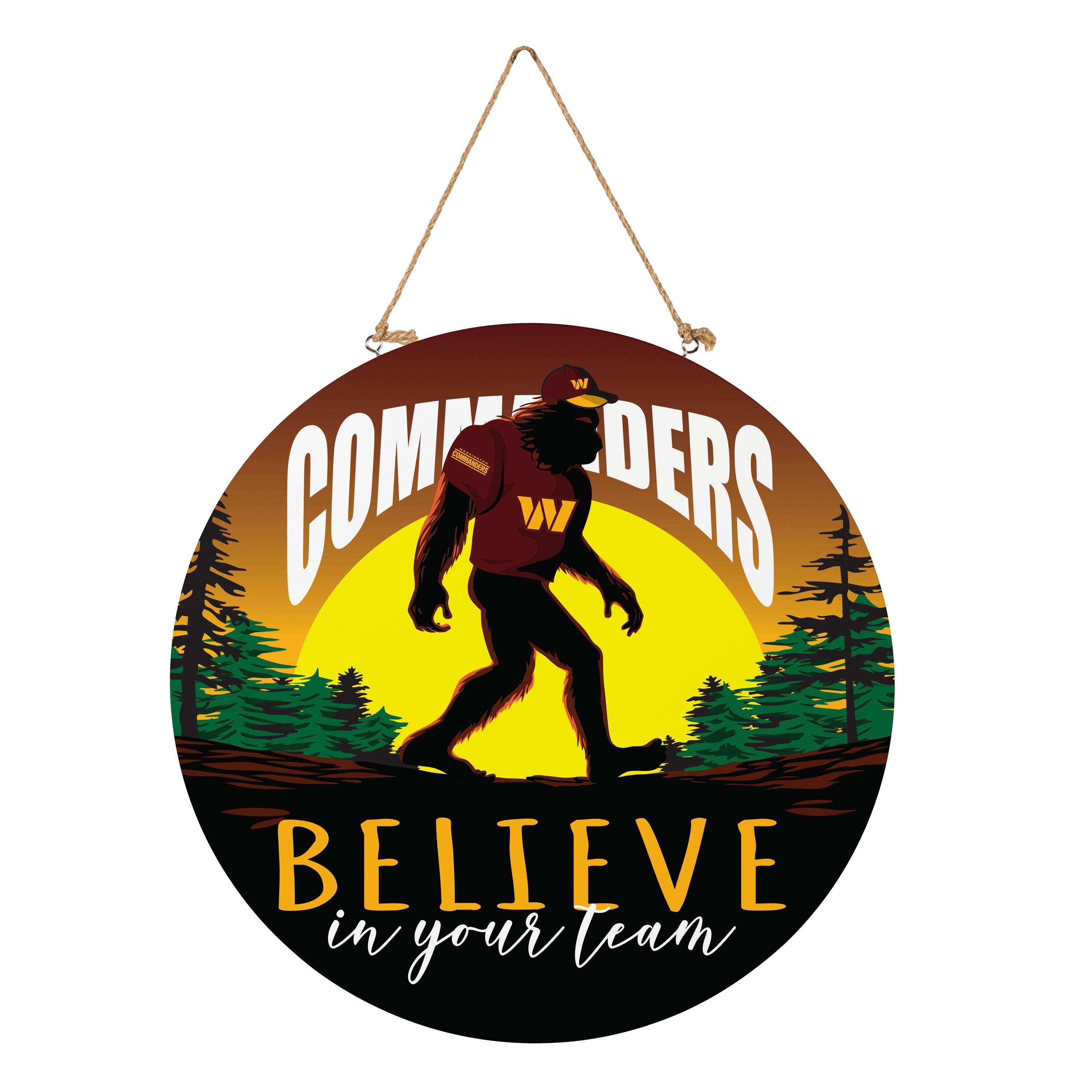 Washington Commanders 18" Bigfoot "Believe in Yourself" Team Logo Wood Round Door Sign