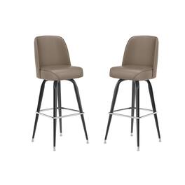 Emma + Oliver - 2 Pack Metal Barstool with Swivel Bucket Seat - Beige