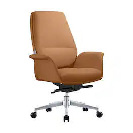 LeisureMod - Summit Leather Office Chair with Durable Metal Frame, Adjustable Height, Swivel, Tilt, and Plush Cushion Support - Acorn Brown