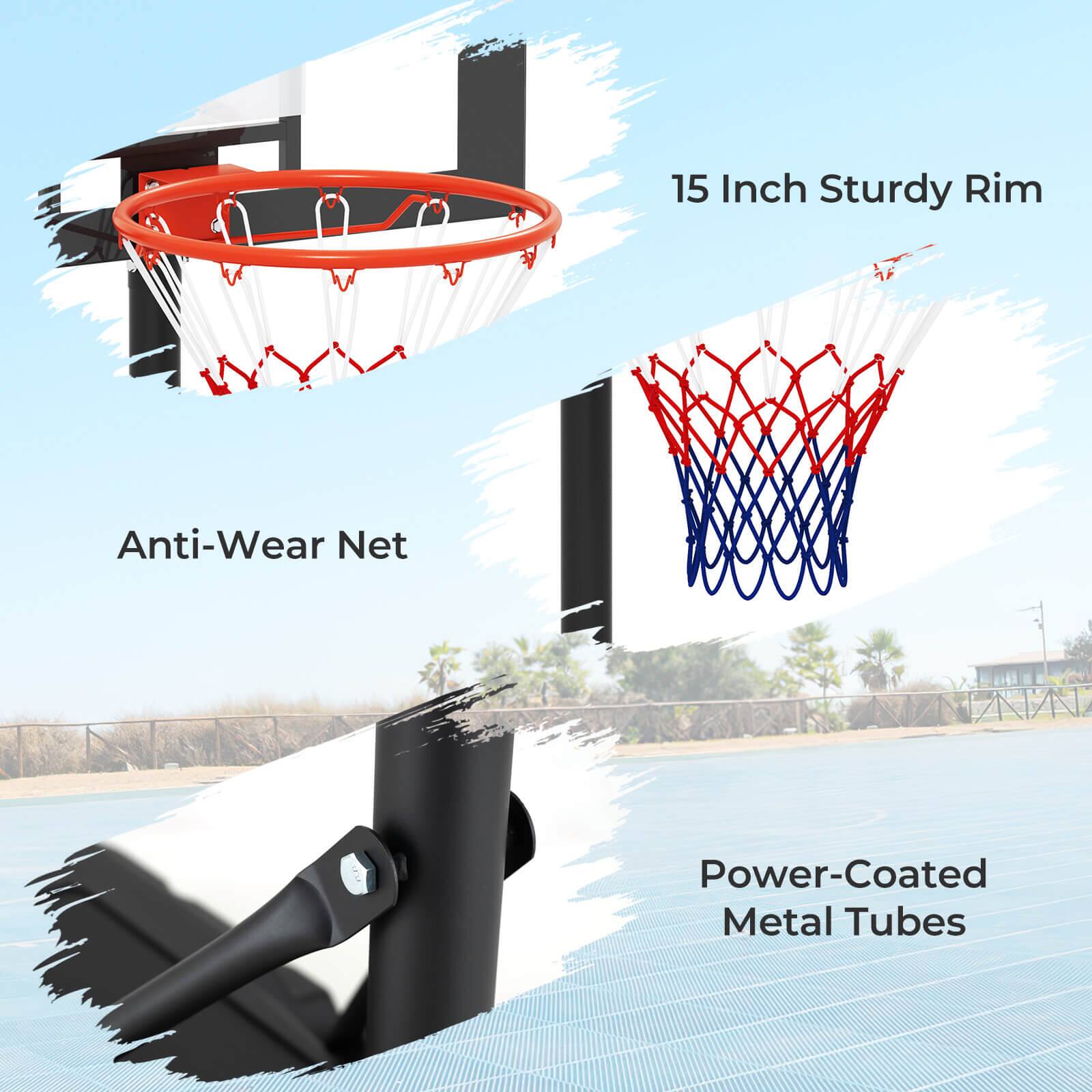 15 Inch Sturdy Rim  
Anti-Wear Net  
Power-Coated Metal Tubes