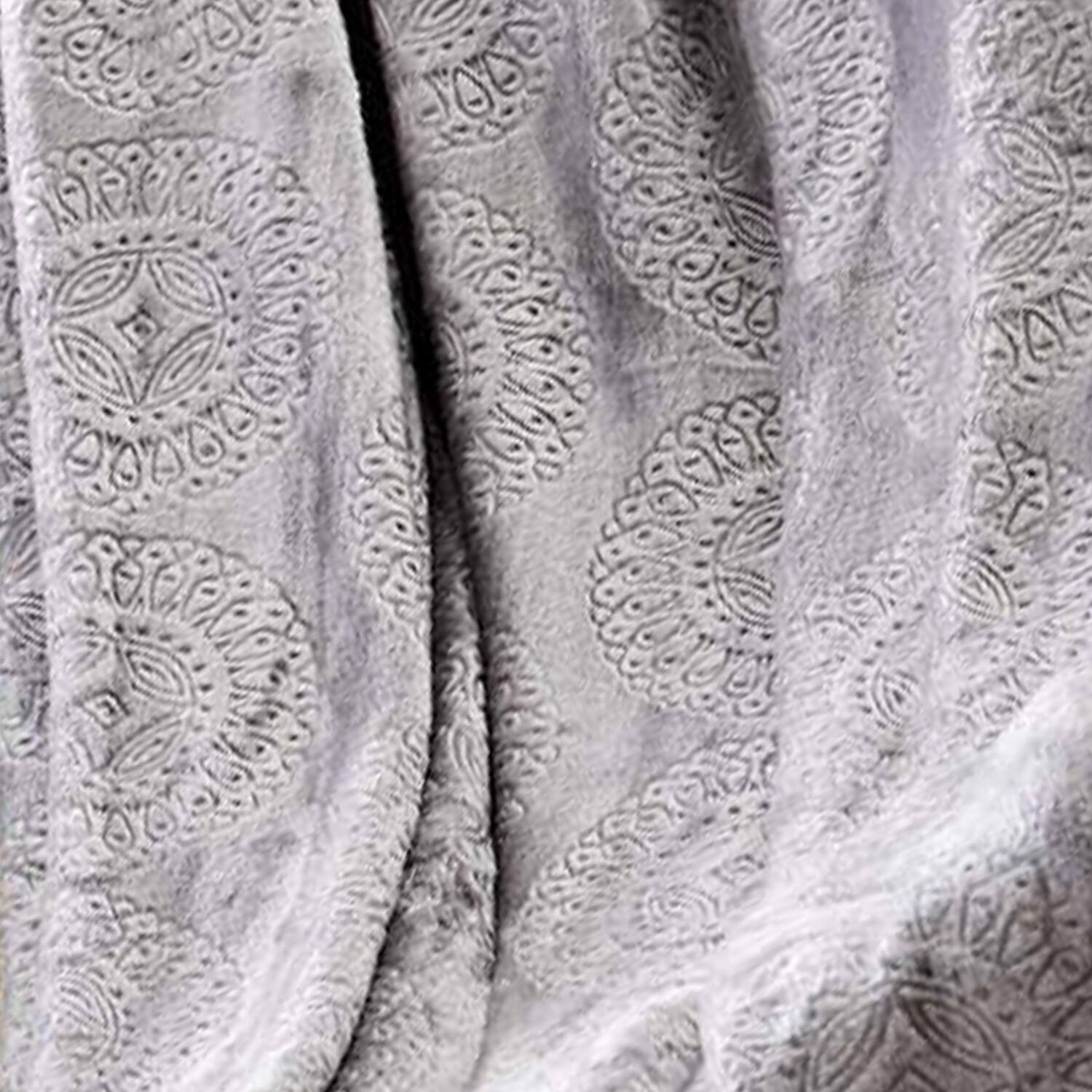Alt View 4. Noble House - Plazatex Caesar Embossed Decorative Super Soft Throw Blanket for Sleep/Decor 2 Pack 50" x 60" Grey - Grey.