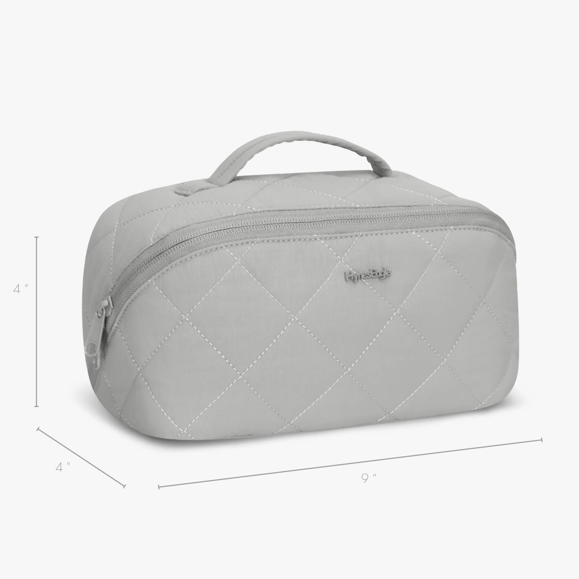 Back. Hynes Eagle - Quilted Makeup Bag Organizer - Stone Gray.