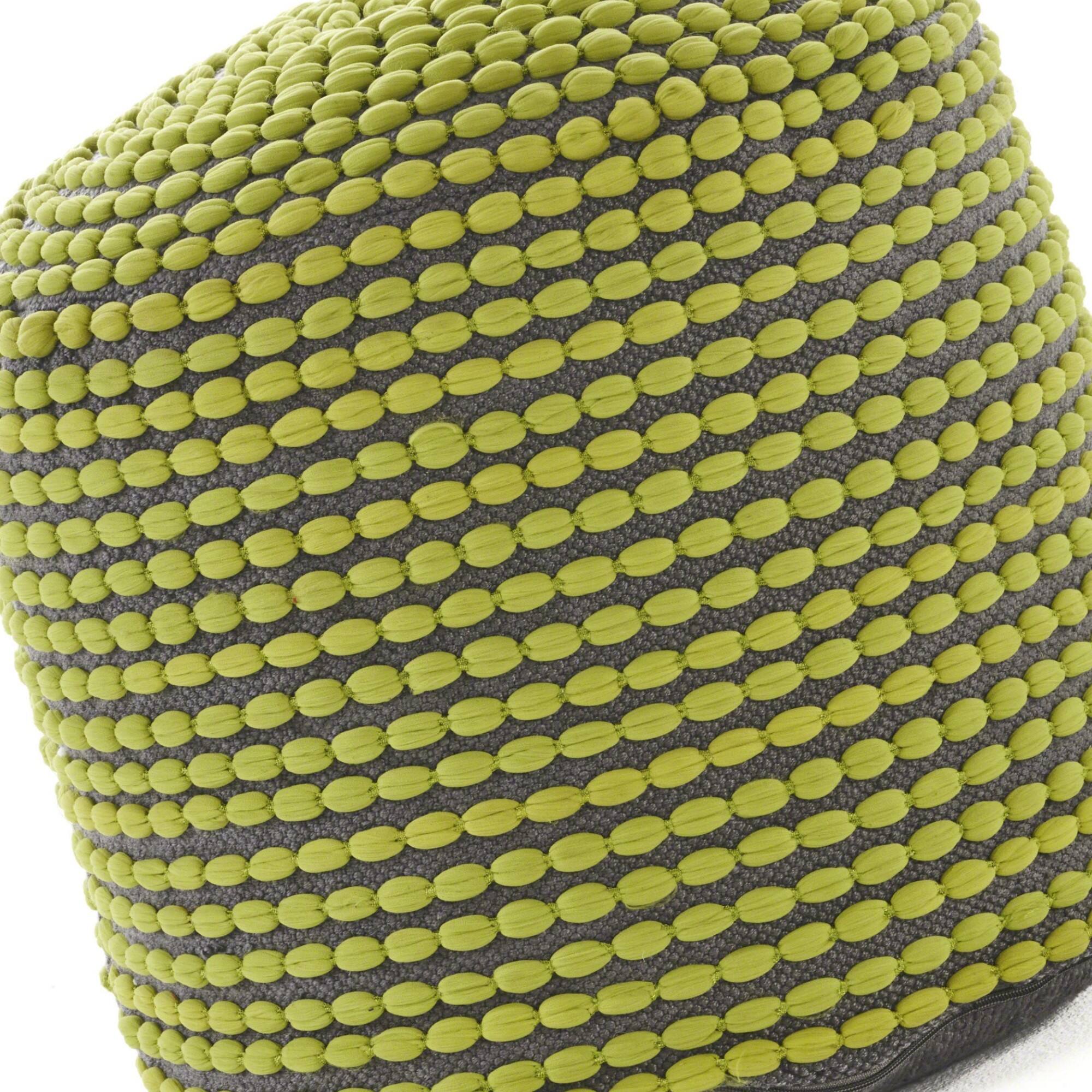 Alt View 3. GOODSILO - Water Resistant Handcrafted Cylindrical Pouf Ottoman for Indoor Use - Green.