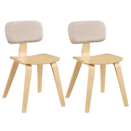 Front. Costway - Costway Dining Chairs Set of 2 with Teddy Velvet Padded Backrest Ergonomic Seat for Kitchen - Beige & Natural.
