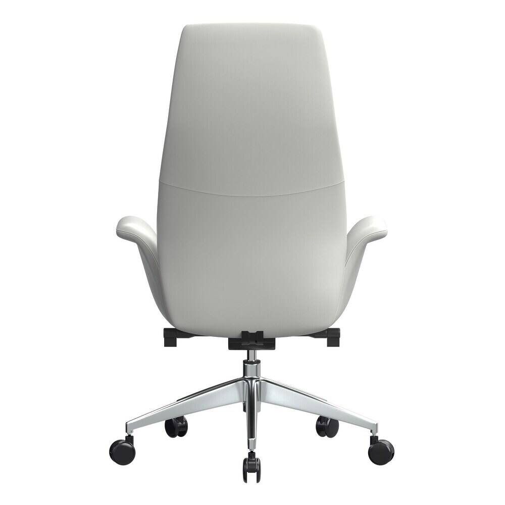 Alt View 2. LeisureMod - Summit High-Back Swivel Leather in Metal Frame Office Desk Chair with Adjustable Height, Tilt & Plush Cushion - White.