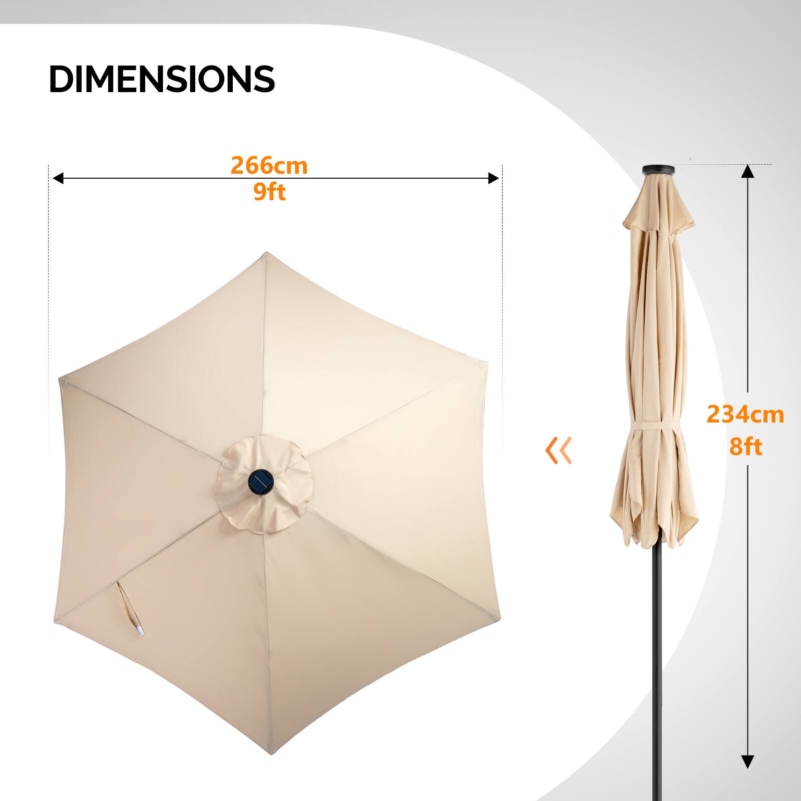 DIMENSIONS  
266cm 9ft  
234cm 8ft