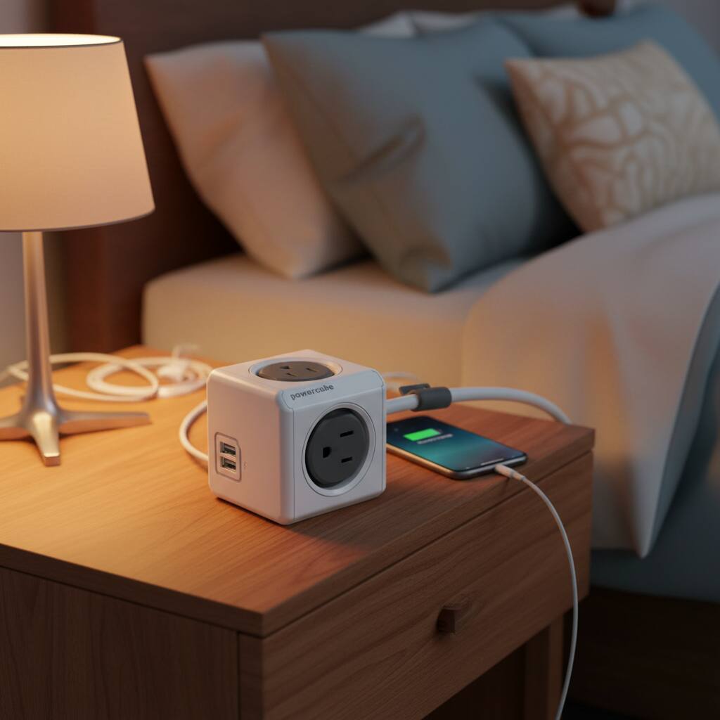 Alt View 1. Cluzine - Cube Power Outlet with USB Ports, Desktop Power Strip with US Plug for Home & Office - Gray.
