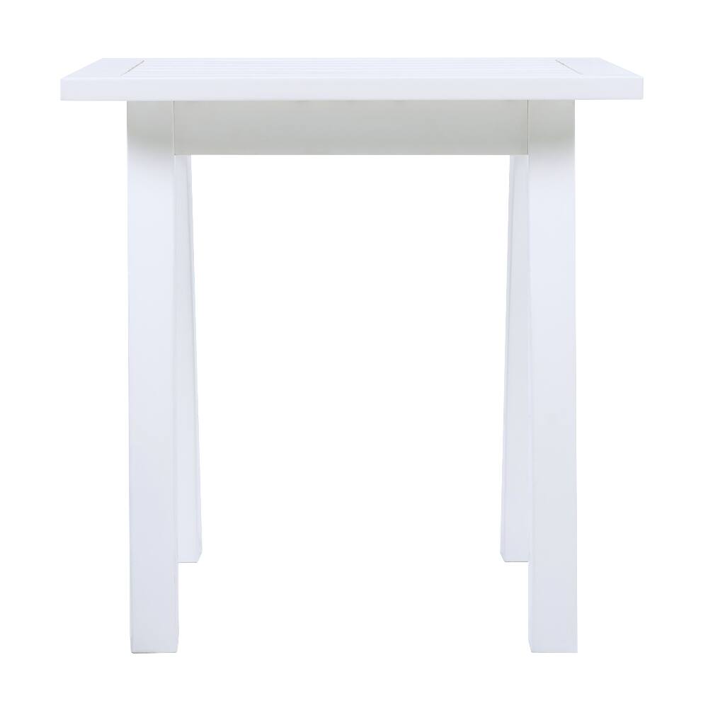 Back. Loheer - Loheer Acacia Wood End Table White Side Table Weather Resistant Rectangular Garden Table Outdoor Accent Table - White.