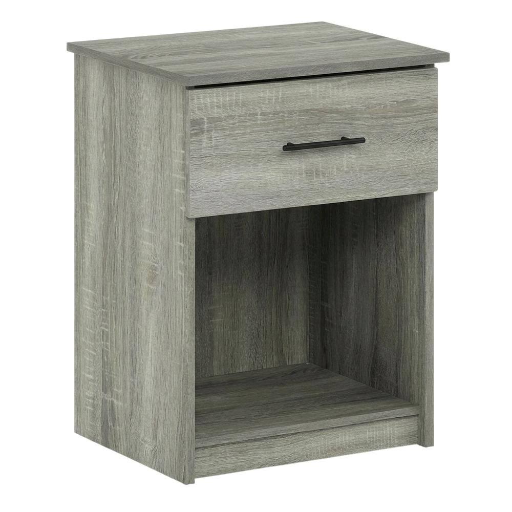 Angle. FurniFact - French Oak Grey Nightstand with Handle - French Oak Grey.