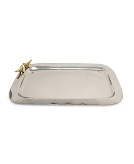 Jiallo - Love Birds rectangular tray: 16.75 x 12" - Silver