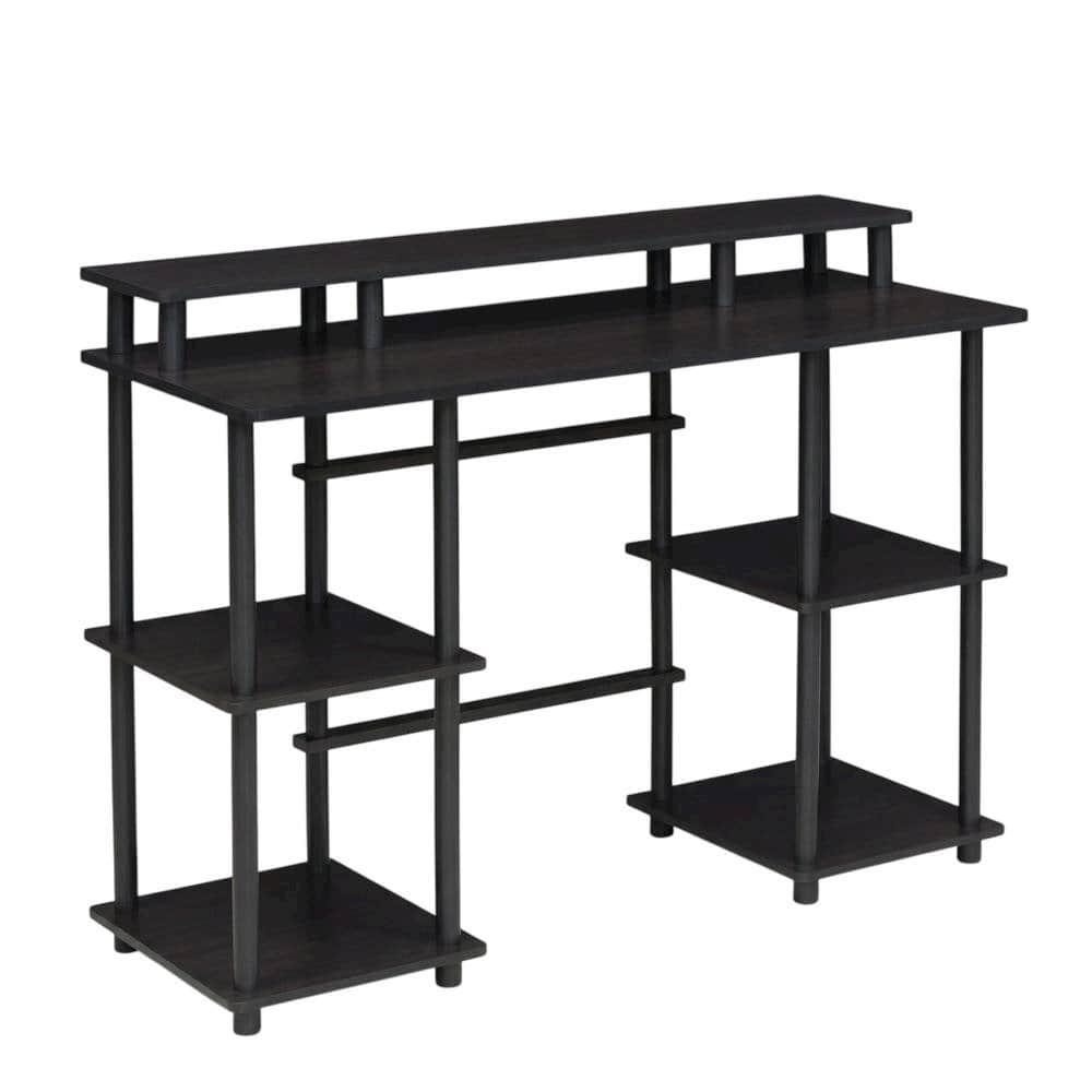 BisonOffice - Espresso And Black Computer Desk With Top Shelf For Office Spaces - Espresso/Black