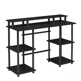 BisonOffice - Espresso And Black Computer Desk With Top Shelf For Office Spaces - Espresso/Black