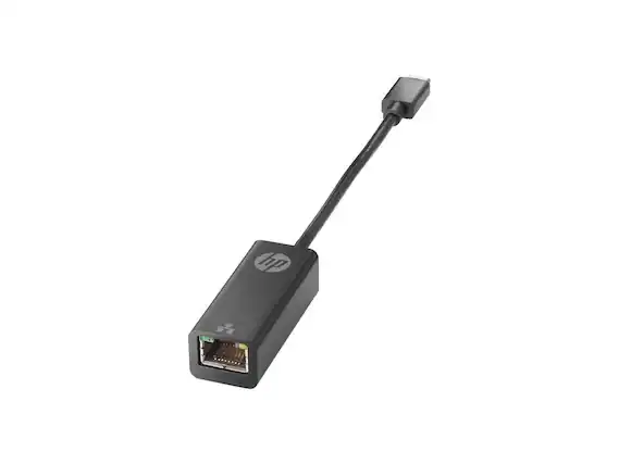 Front. HP - HP USB-C to RJ45 Adapter G2 (4Z527AA) - 1 Port, 128 MB/s, Portable - Black.