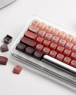 Womier - PBT Keycaps, Jelly Keycaps MOA Profile for Most US Layout Cherry Gateron MX Mechanical Keyboards - Red