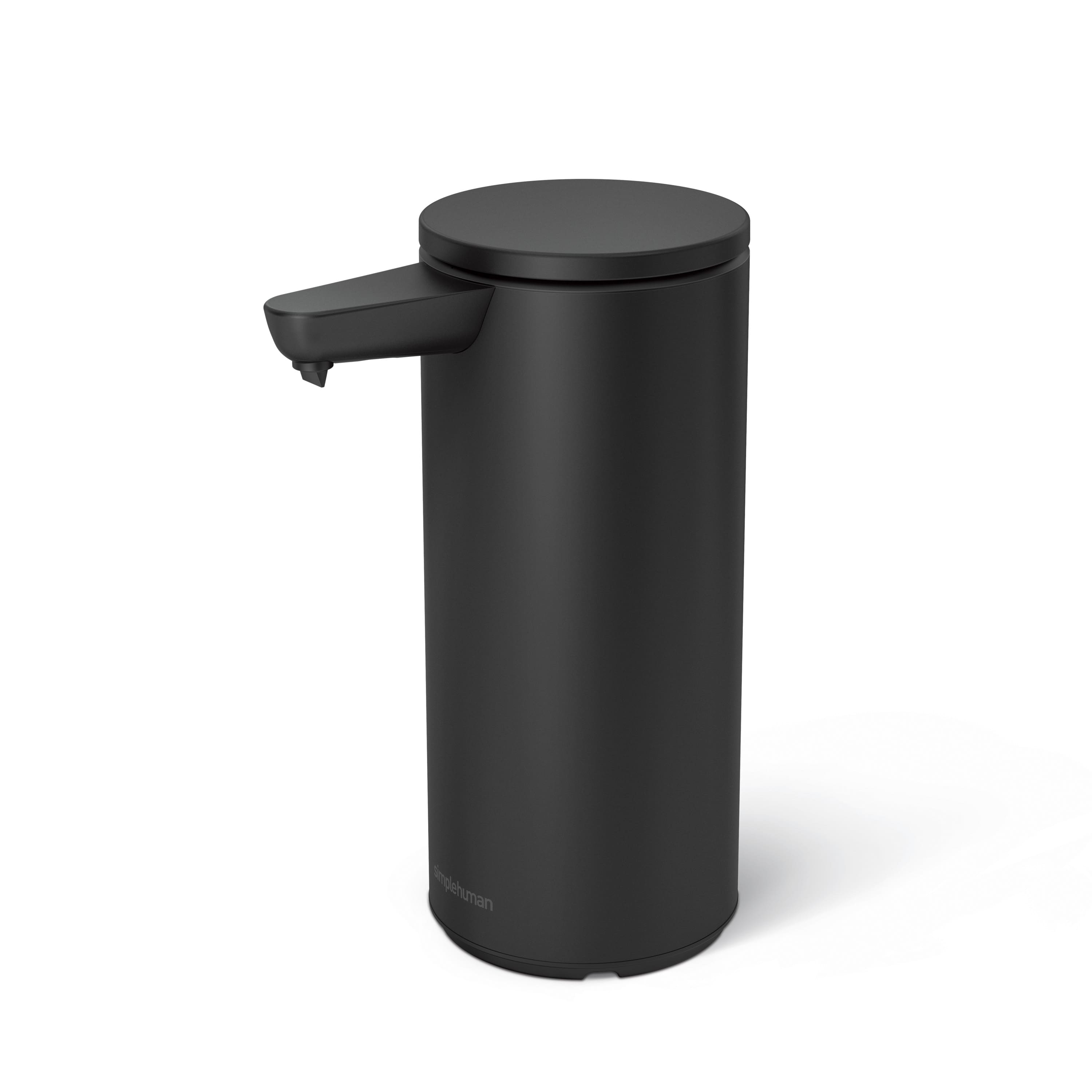 Front. simplehuman - 9 oz. rechargeable liquid sensor pump, high-grade matte black steel - Matte Black.
