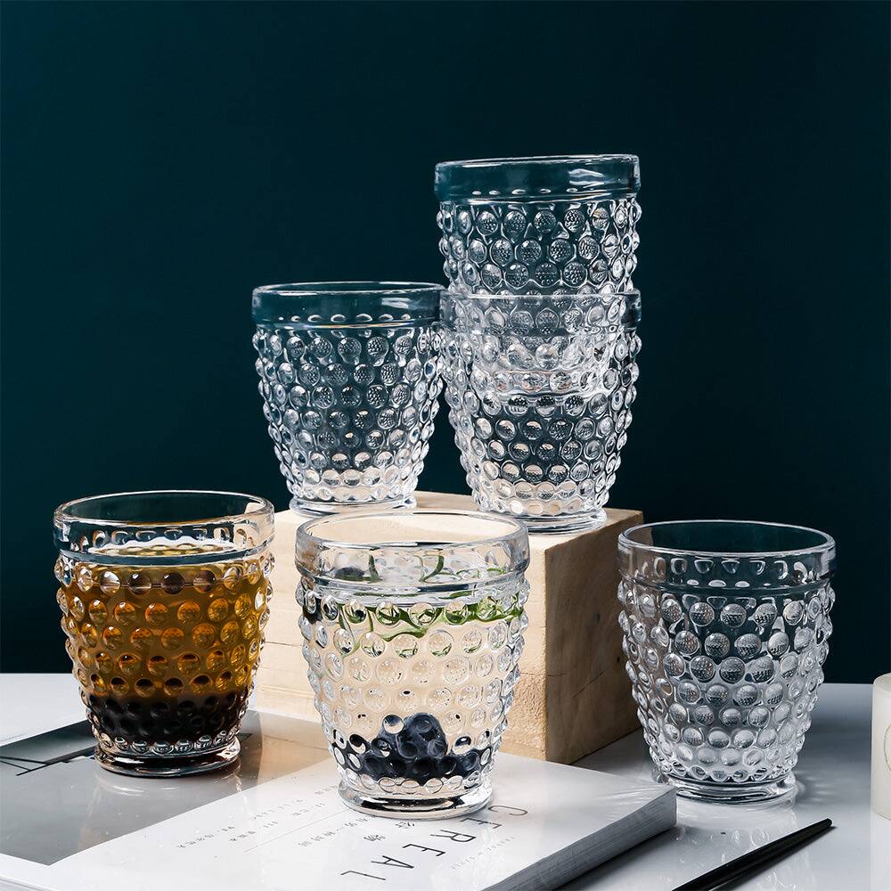 Left. BreeBe - Hobnail Collection Tumbler Glass (10.2 oz. set of 6) - Clear.