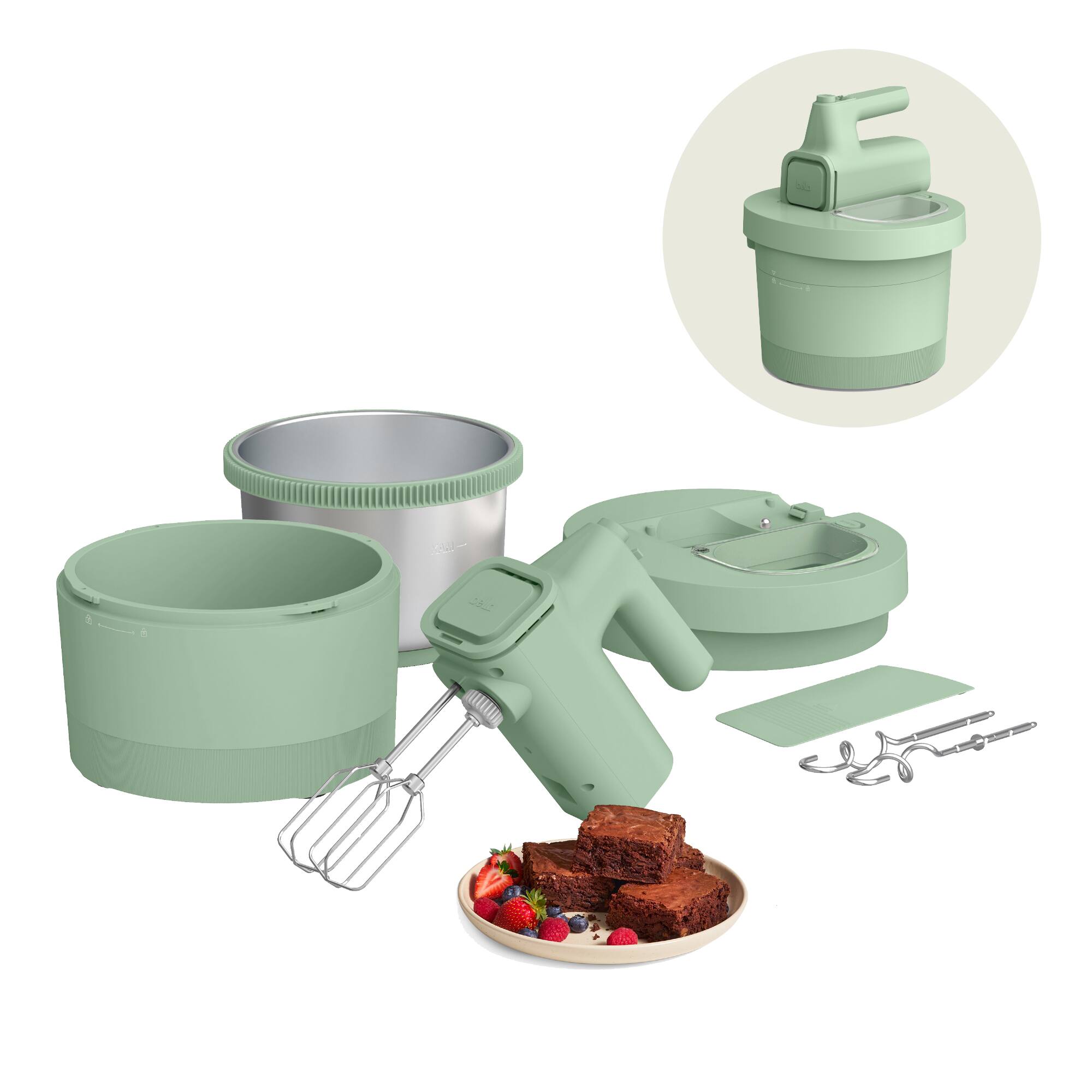Angle. Bella - 3.5-qt. Hand & Stand Mixer - Seaglass.