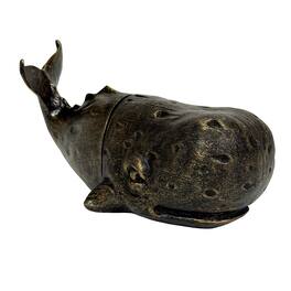 Zeckos - Sperm Whale Decorative Bookend Set Weathered Resin 10 Inch Coastal Pair - Bronze
