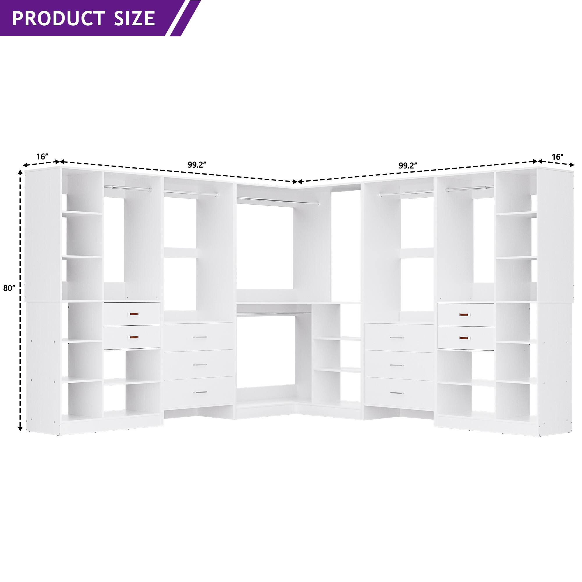 PRODUCT SIZE  
16" x 99.2" x 99.2" x 16" x 80"