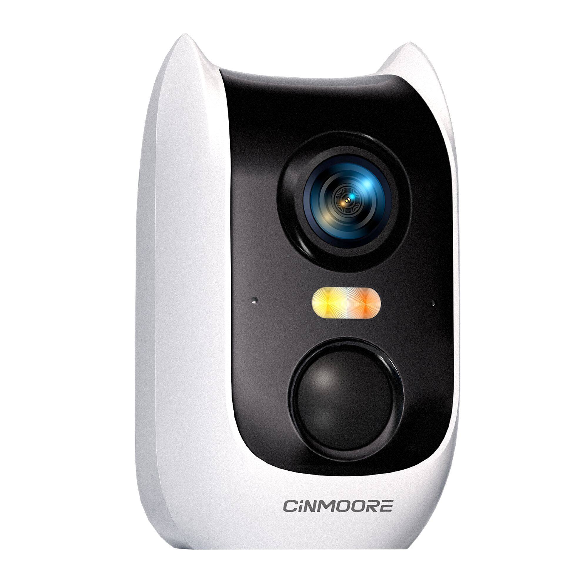 Left. CiNMOORE - Dual Band WiFi Outdoor Camera - White.