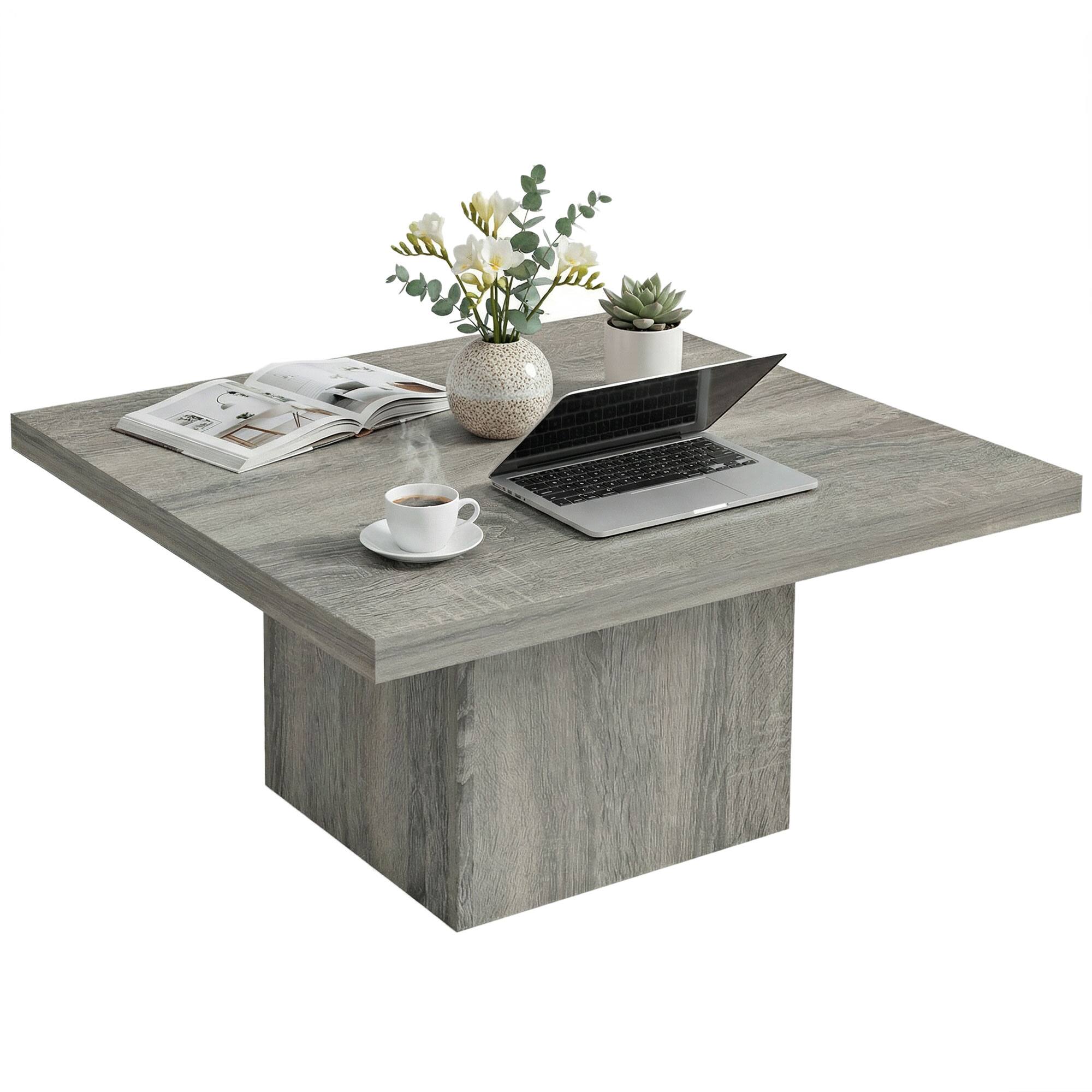 Front. Homcom - Coffee Table, Center Table with 1.6" Thick Tabletop - Gray.