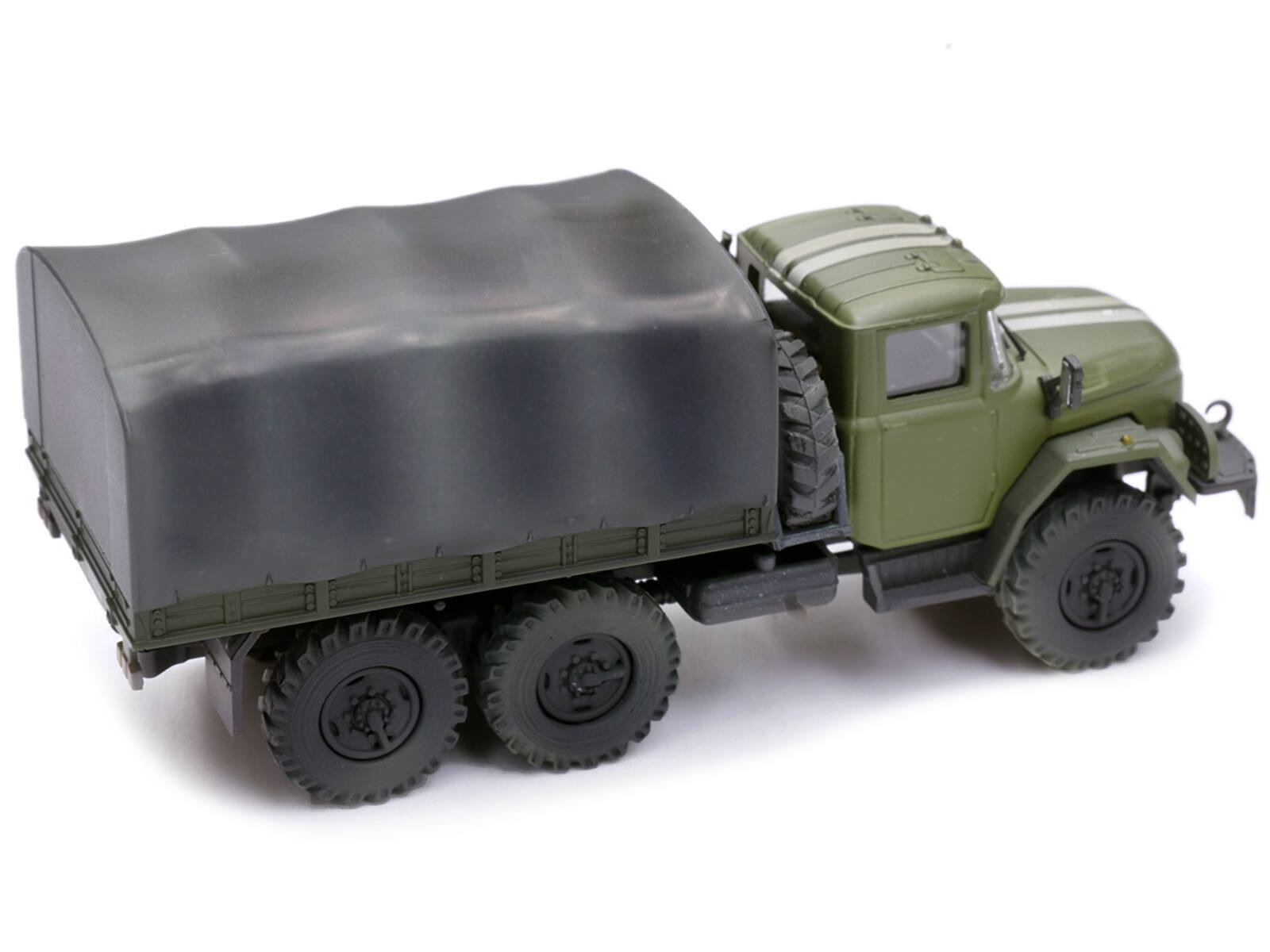 Back. Legion - ZIL 131 Cargo Truck Green with White Stripes "Ukrainian Ground Forces" 1/72 Diecast Model by Legion - Green with White.