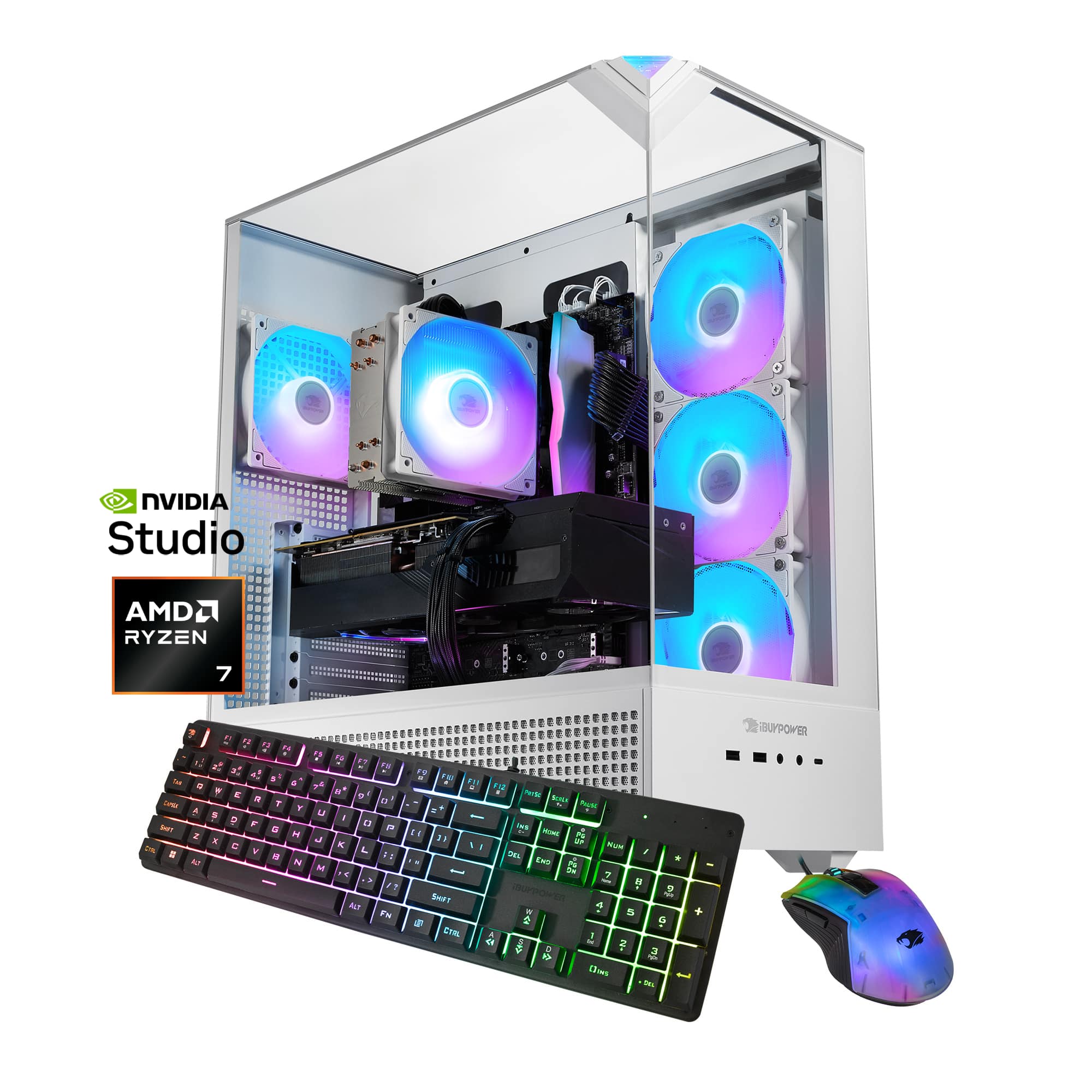 iBUYPOWER - Element Gaming Desktop PC - AMD Ryzen 7 8700F, NVIDIA GeForce RTX 5060 8GB, 16GB DDR5 RGB,1TB NVMe - White - Front_Zoom