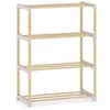 Front. Costway - Costway 4-Tier Solid Wood Shoe Shelf Stand with Slatted Open Shelves for Entryway, Closet - Natural,Gray.