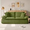 Front. Meqiodas - Boneless Loveseat, 2-Seater Boneless Sofa with Removable Cushions & 2 Pillows, Small Couch for Living Room, Apartments - Green.