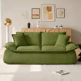 Meqiodas - Boneless Loveseat, 2-Seater Boneless Sofa with Removable Cushions & 2 Pillows, Small Couch for Living Room, Apartments - Green