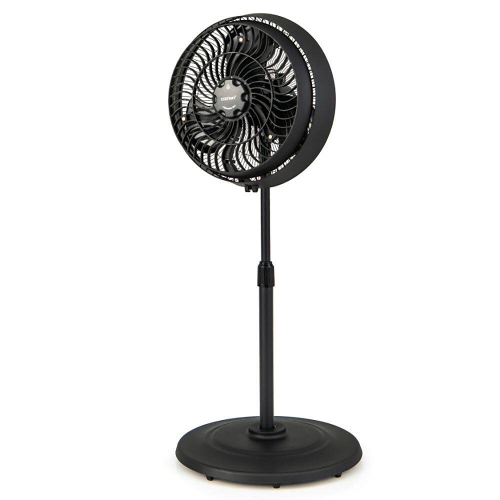 Back. Loheer - Loheer 16 Inch Outdoor Misting Fan Oscillating Pedestal Fan with 3 Speeds Adjustable Height and GFCI Plug Black.