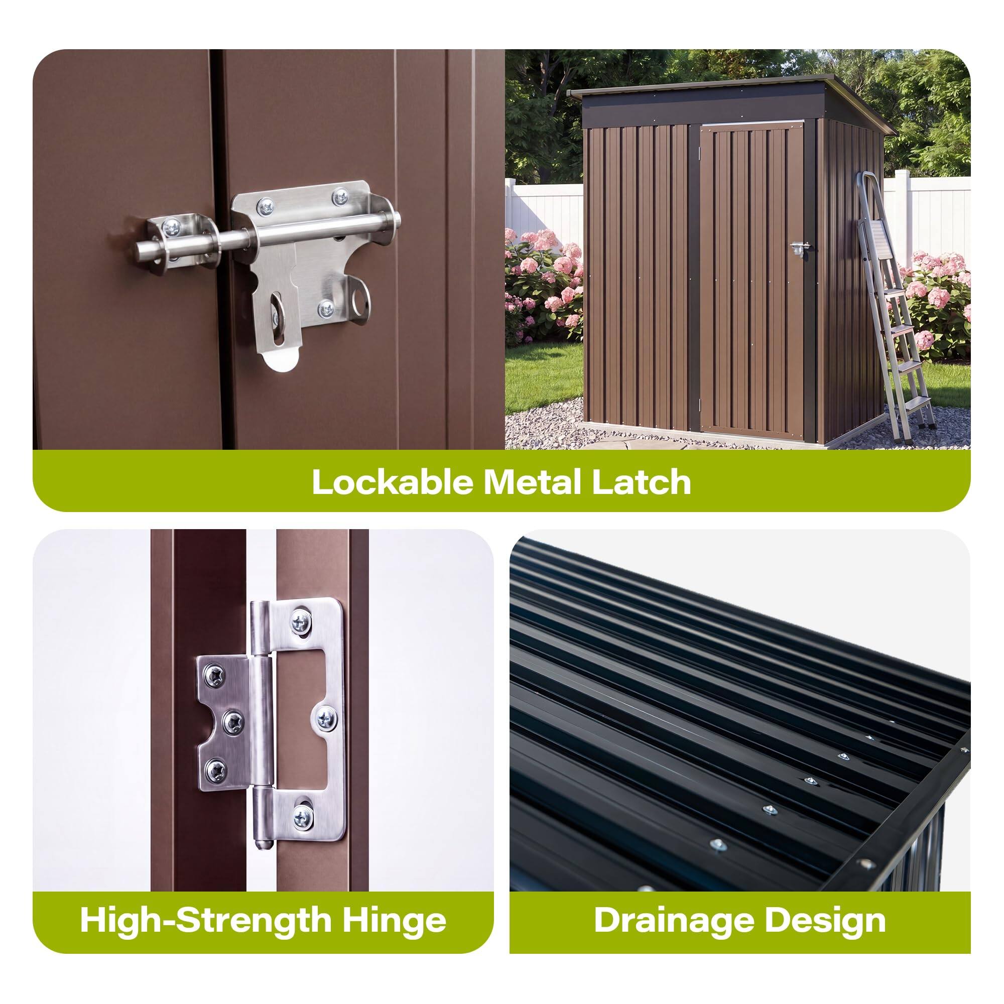 Lockable Metal Latch  
High-Strength Hinge  
Drainage Design