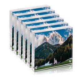 BP4U - 4x4 Inch Tabletop Acrylic Picture Frames, 10+10MM Double Sided Desktop Photo Frames (6-Pack)