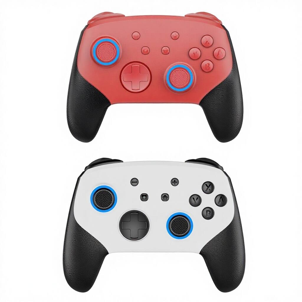 Alt View 1. Cluzine - Game Controller Mechanical Buttons Metal Joystick Non-Slip Grip Light Burst Fire Gamepad - Red.