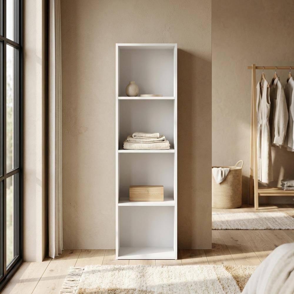 Alt View 2. FurniFact - Wooden 4-Tier Open Shelf Closet Organizer for Multipurpose Storage - White.
