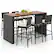 Front. Costway - 7 Pieces Patio Bar Set with Acacia Wood Tabletop & Removable Cushions Outdoor - Black,Off White.