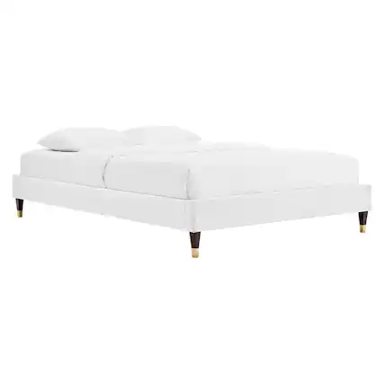 Front. Modway - Harlow Performance Velvet Queen Platform Bed Frame - White.