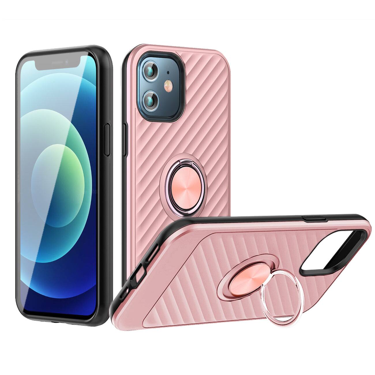 Reiko - Phone Case With Ring Holder Apple Iphone 12 Mini In - Rose Gold