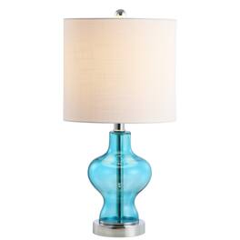 Jonathan Y - Mer 20.5" Glass/Metal LED Table Lamp - Aqua