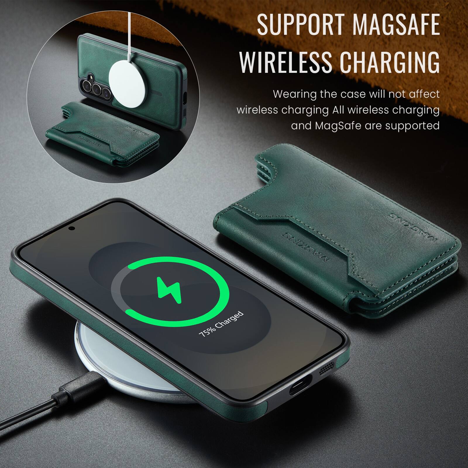 SUPPORT MAGSAFE WIRELESS CHARGING  
Wearing the case will not affect wireless charging. All wireless charging and MagSafe are supported.  
75% Charged