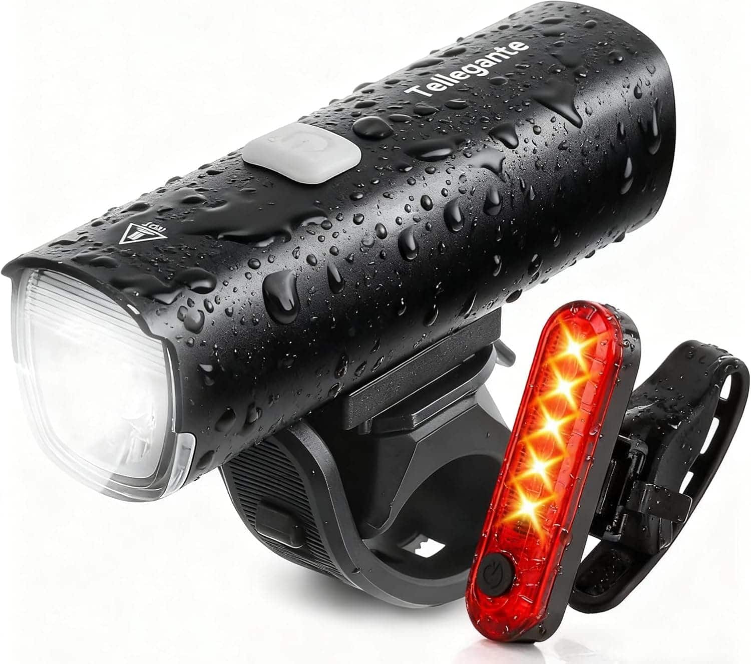FINEAK - 6000mAh 1200 Lumen Rechargeable Front & Rear Bike Light Set - Black