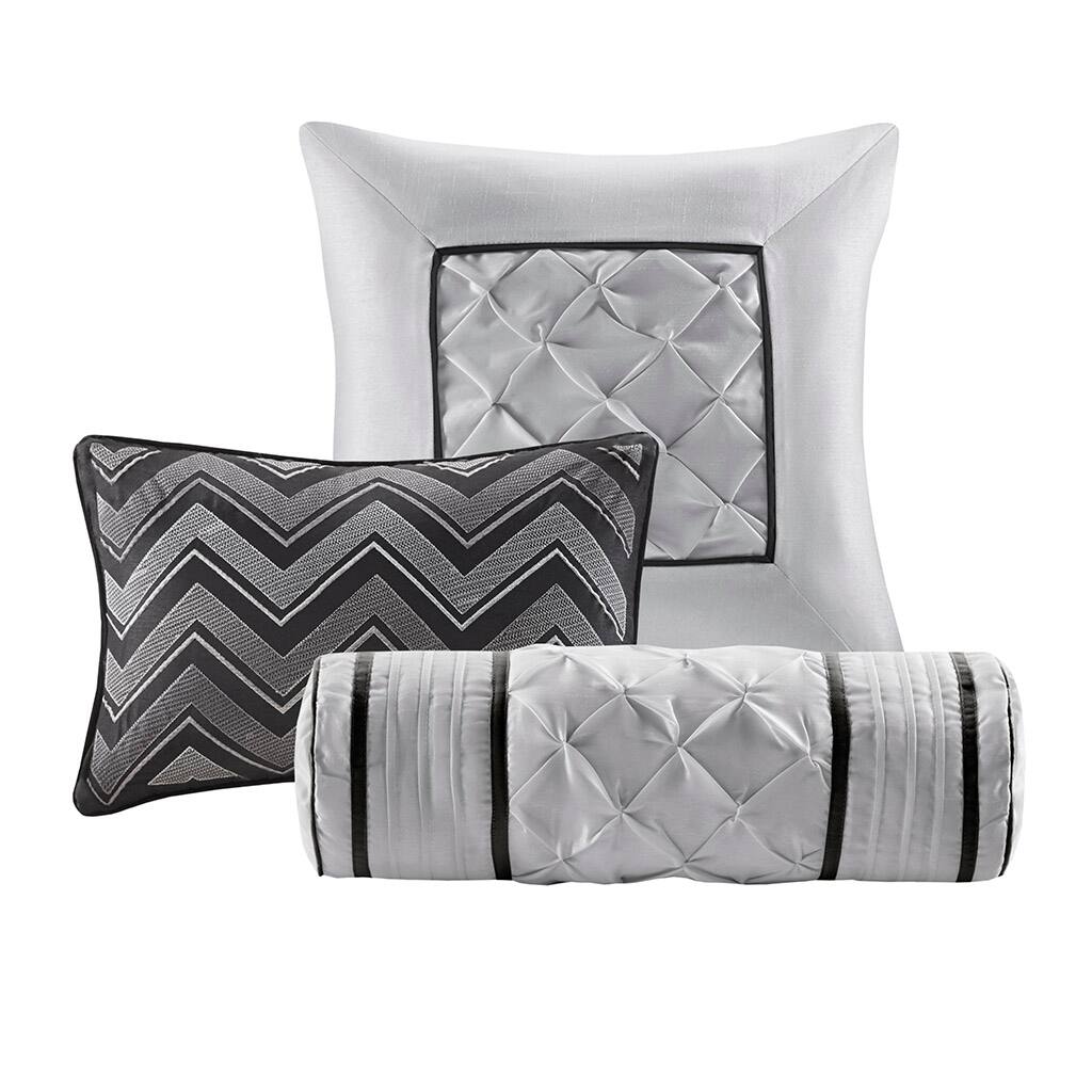 Alt View 3. Gracie Mills - Gracie Mills Shelby 7-Piece Padded Comforter Set - Black.