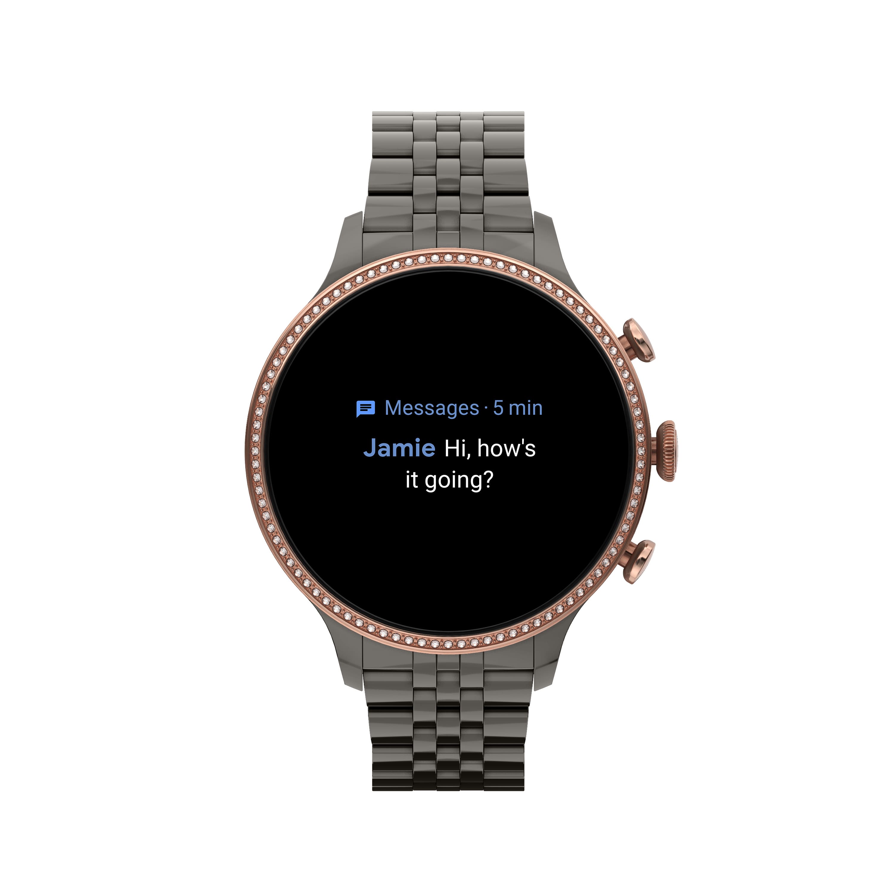 Best Buy Fossil Gen 6 Smartwatch 42mm Gunmetal Stainless Steel Gunmetal Rose Gold FTW6078V