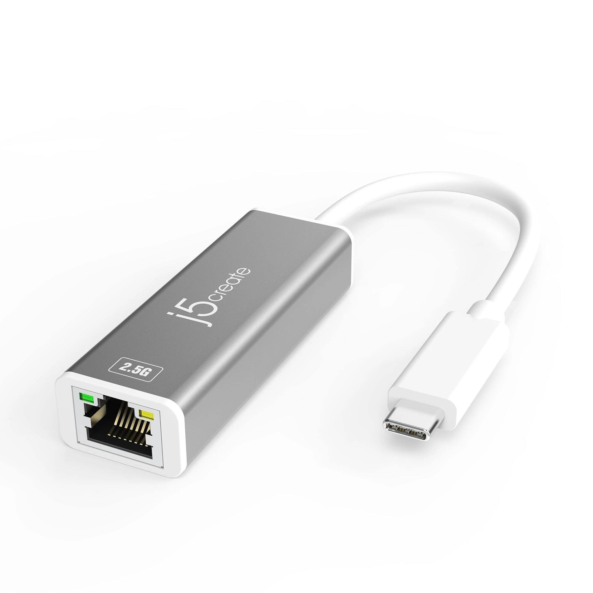 Angle. j5create - USB-C to 2.5G Ethernet Adapter - Silver.